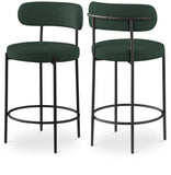 Beacon Boucle Fabric Upholstered Bar / Counter Stools — 877-C - Green - 877Green-C Double Chair