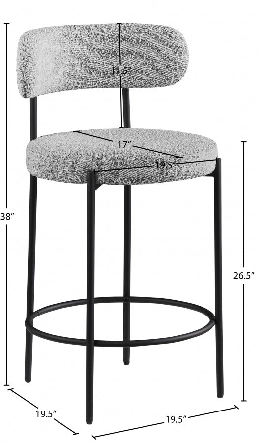 Beacon Boucle Fabric Upholstered Bar / Counter Stools — 877-C - Grey - 877Grey-C Dim