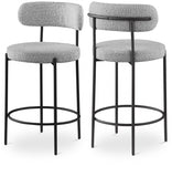 Beacon Boucle Fabric Upholstered Bar / Counter Stools — 877-C - Grey - 877Grey-C Double Chair