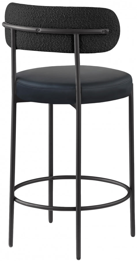 Beacon Vegan Leather And Boucle Fabric Upholstered Bar / Counter Stools — 878-C - Black - 878Black-C alternate view 2
