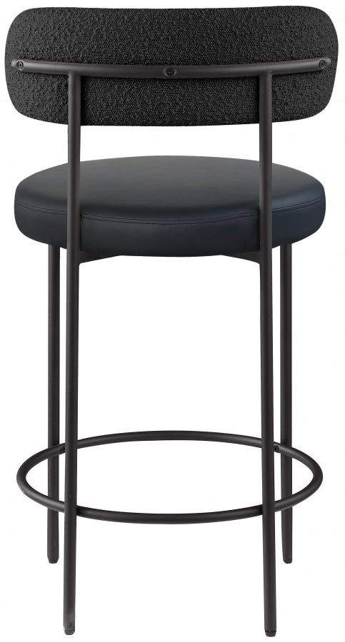 Beacon Vegan Leather And Boucle Fabric Upholstered Bar / Counter Stools — 878-C - Black - 878Black-C alternate view 4