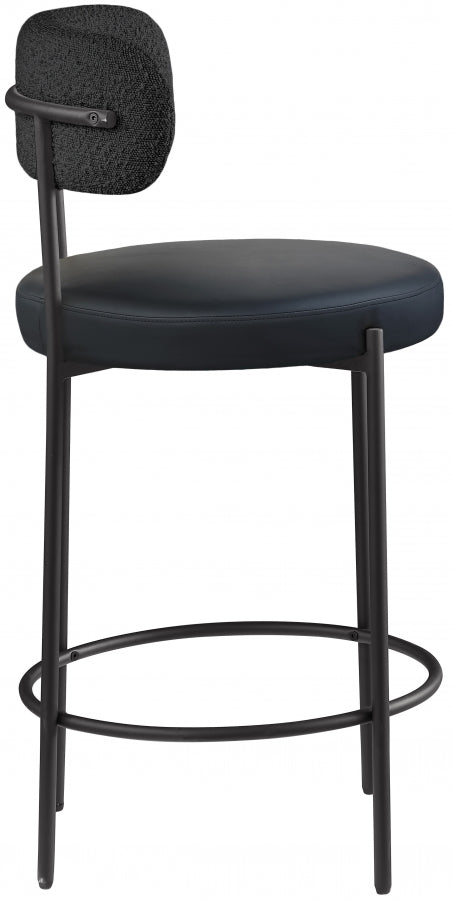 Beacon Vegan Leather And Boucle Fabric Upholstered Bar / Counter Stools — 878-C - Black - 878Black-C alternate view 5
