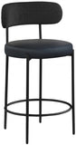 Beacon Vegan Leather And Boucle Fabric Upholstered Bar / Counter Stools — 878-C - Black - 878Black-C