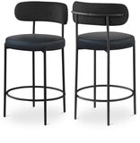Beacon Vegan Leather And Boucle Fabric Upholstered Bar / Counter Stools — 878-C - Black - 878Black-C Double Chair