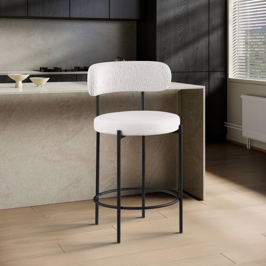 Beacon Vegan Leather And Boucle Fabric Upholstered Bar / Counter Stools — 878-C - Cream - 878Cream-C alternate view 1