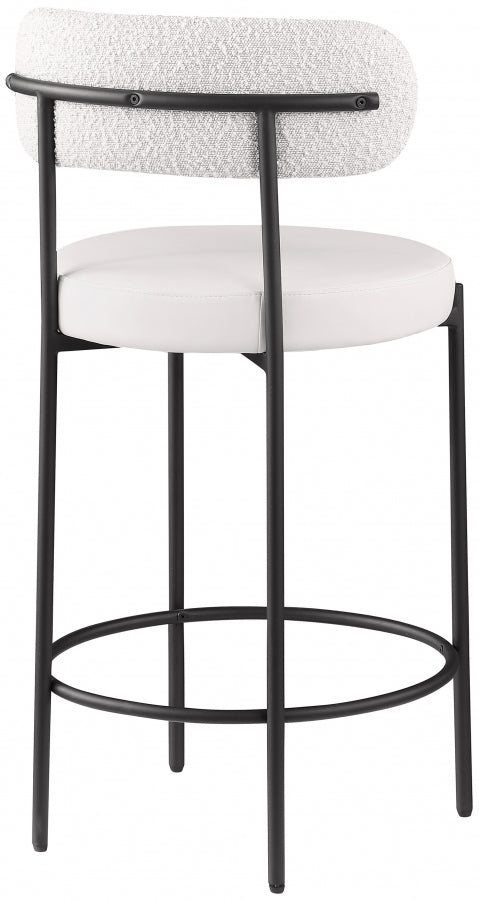 Beacon Vegan Leather And Boucle Fabric Upholstered Bar / Counter Stools — 878-C - Cream - 878Cream-C alternate view 2