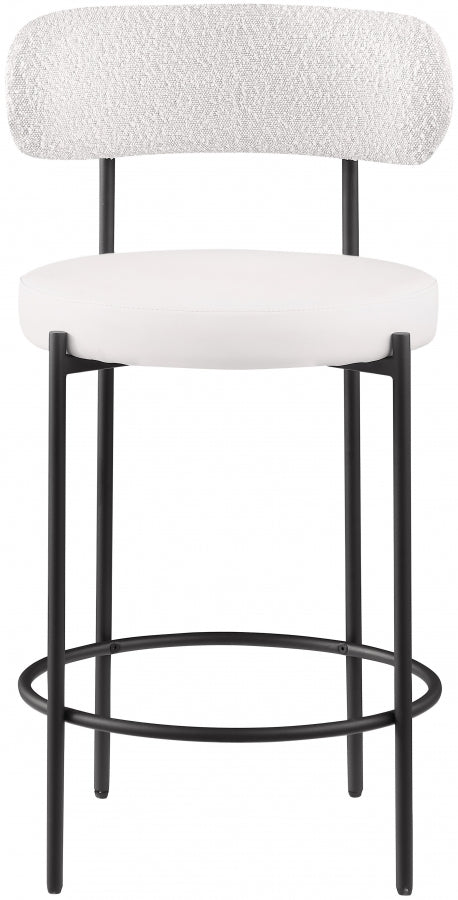 Beacon Vegan Leather And Boucle Fabric Upholstered Bar / Counter Stools — 878-C - Cream - 878Cream-C alternate view 3