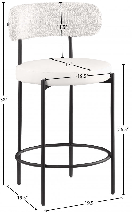 Beacon Vegan Leather And Boucle Fabric Upholstered Bar / Counter Stools — 878-C - Cream - 878Cream-C Dim