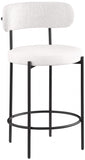 Beacon Vegan Leather And Boucle Fabric Upholstered Bar / Counter Stools — 878-C - Cream - 878Cream-C