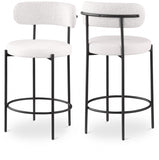 Beacon Vegan Leather And Boucle Fabric Upholstered Bar / Counter Stools — 878-C - Cream - 878Cream-C Double Chair