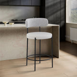Beacon Vegan Leather And Boucle Fabric Upholstered Bar / Counter Stools — 878-C - Taupe - 878Taupe-C alternate view 1