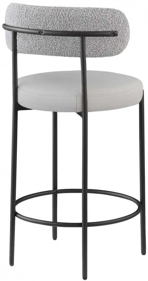Beacon Vegan Leather And Boucle Fabric Upholstered Bar / Counter Stools — 878-C - Taupe - 878Taupe-C alternate view 2