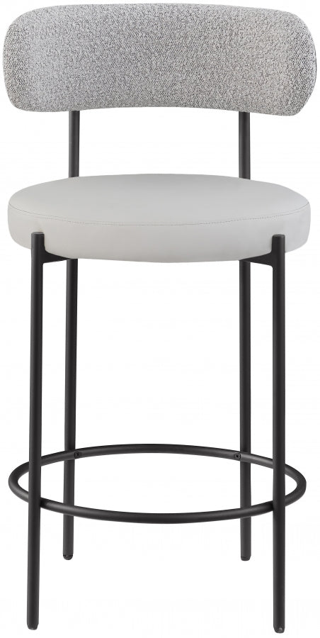 Beacon Vegan Leather And Boucle Fabric Upholstered Bar / Counter Stools — 878-C - Taupe - 878Taupe-C alternate view 3
