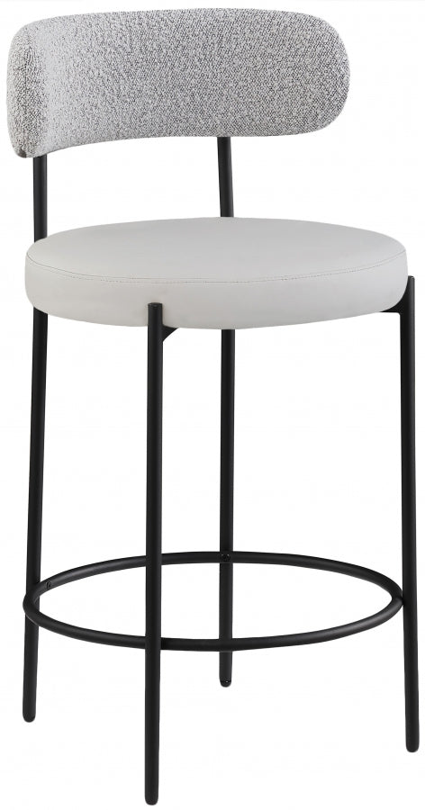 Beacon Vegan Leather And Boucle Fabric Upholstered Bar / Counter Stools — 878-C - Taupe - 878Taupe-C
