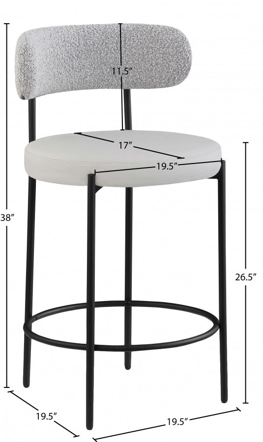 Beacon Vegan Leather And Boucle Fabric Upholstered Bar / Counter Stools — 878-C - Taupe - 878Taupe-C Dim