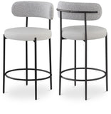Beacon Vegan Leather And Boucle Fabric Upholstered Bar / Counter Stools — 878-C - Taupe - 878Taupe-C Double Chair