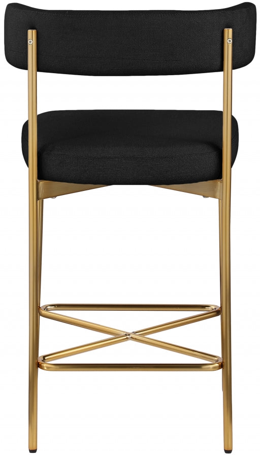 Rivage Linen Textured Fabric Upholstered Bar / Counter Stools — 927-C - Black - 927Black-C alternate view 2