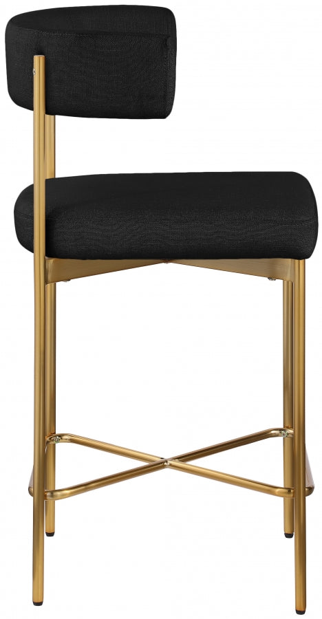 Rivage Linen Textured Fabric Upholstered Bar / Counter Stools — 927-C - Black - 927Black-C alternate view 4