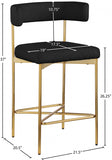 Rivage Linen Textured Fabric Upholstered Bar / Counter Stools — 927-C - Black - 927Black-C Dim