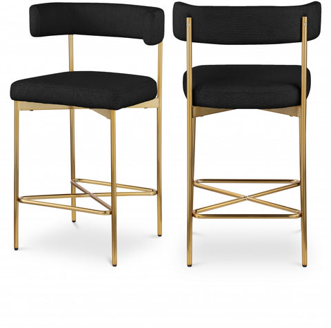 Rivage Linen Textured Fabric Upholstered Bar / Counter Stools — 927-C (Set of 2)