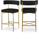Rivage Linen Textured Fabric Upholstered Bar / Counter Stools — 927-C - Black - 927Black-C Double Chair