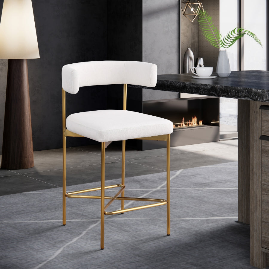 Rivage Linen Textured Fabric Upholstered Bar / Counter Stools — 927-C - Cream - 927Cream-C alternate view 1