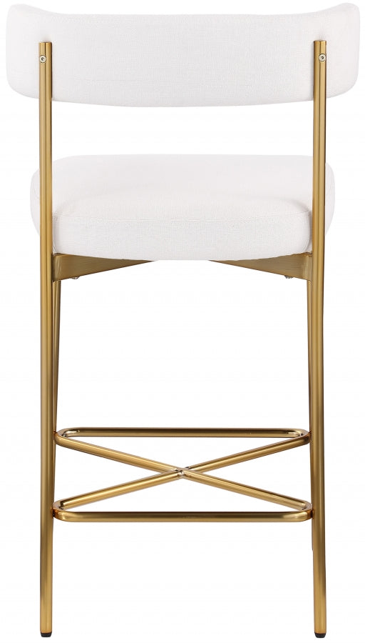 Rivage Linen Textured Fabric Upholstered Bar / Counter Stools — 927-C - Cream - 927Cream-C alternate view 2
