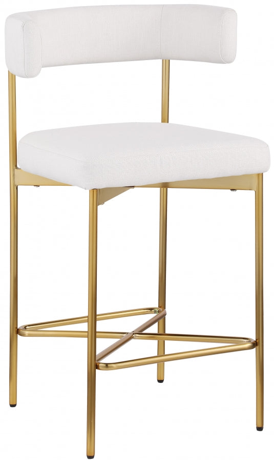 Rivage Linen Textured Fabric Upholstered Bar / Counter Stools — 927-C - Cream - 927Cream-C