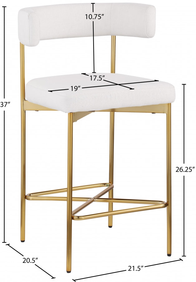 Rivage Linen Textured Fabric Upholstered Bar / Counter Stools — 927-C - Cream - 927Cream-C Dim