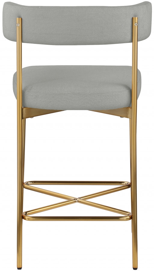 Rivage Linen Textured Fabric Upholstered Bar / Counter Stools — 927-C - Grey - 927Grey-C alternate view 2
