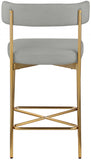 Rivage Linen Textured Fabric Upholstered Bar / Counter Stools — 927-C - Grey - 927Grey-C alternate view 2