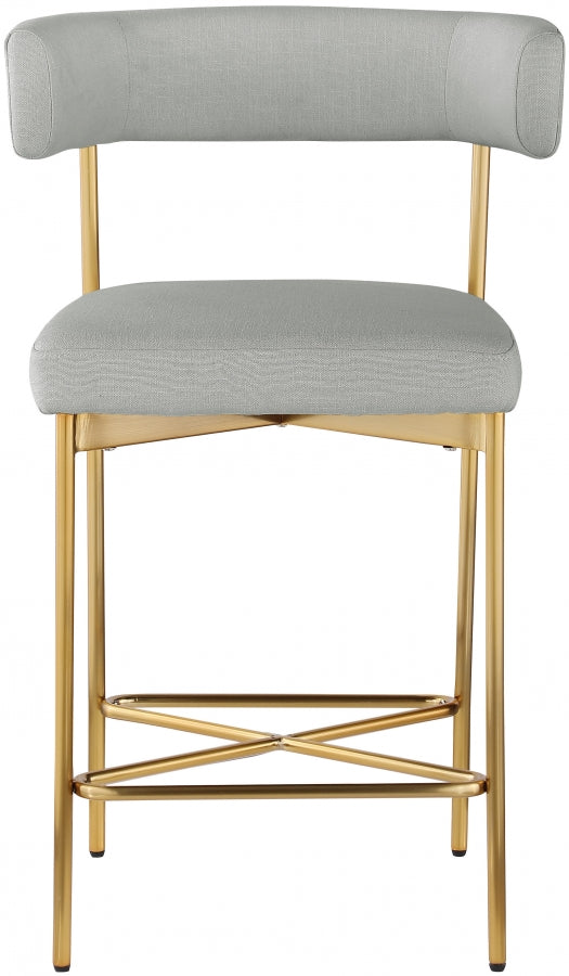 Rivage Linen Textured Fabric Upholstered Bar / Counter Stools — 927-C - Grey - 927Grey-C alternate view 3