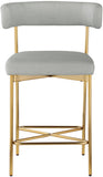 Rivage Linen Textured Fabric Upholstered Bar / Counter Stools — 927-C - Grey - 927Grey-C alternate view 3