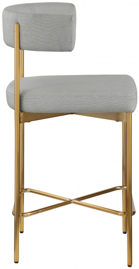 Rivage Linen Textured Fabric Upholstered Bar / Counter Stools — 927-C - Grey - 927Grey-C alternate view 4