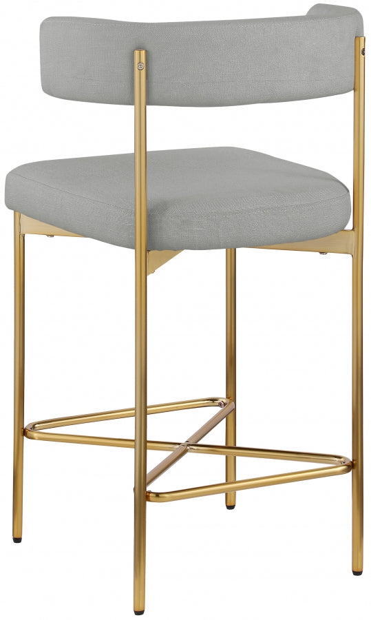 Rivage Linen Textured Fabric Upholstered Bar / Counter Stools — 927-C - Grey - 927Grey-C alternate view 5