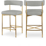 Rivage Linen Textured Fabric Upholstered Bar / Counter Stools — 927-C - Grey - 927Grey-C Double Chair