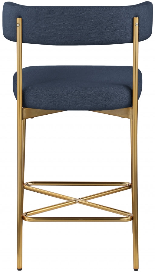 Rivage Linen Textured Fabric Upholstered Bar / Counter Stools — 927-C - Blue - 927Navy-C alternate view 2