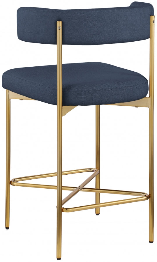 Rivage Linen Textured Fabric Upholstered Bar / Counter Stools — 927-C - Blue - 927Navy-C alternate view 5