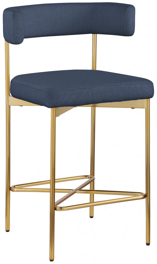 Rivage Linen Textured Fabric Upholstered Bar / Counter Stools — 927-C - Blue - 927Navy-C
