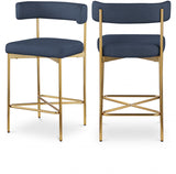 Rivage Linen Textured Fabric Upholstered Bar / Counter Stools — 927-C - Blue - 927Navy-C Double Chair