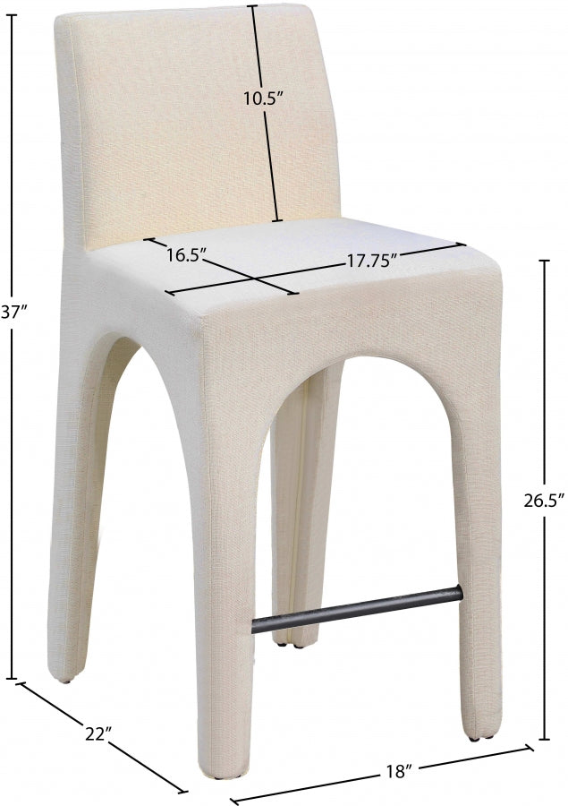 Gramercy Linen Textured Fabric Upholstered Bar / Counter Stools — 754-C - Beige - 754Beige-C Dim