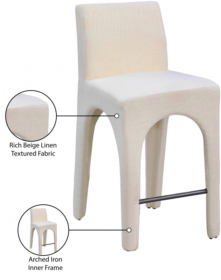 Gramercy Linen Textured Fabric Upholstered Bar / Counter Stools — 754-C - Beige - 754Beige-C Infographic