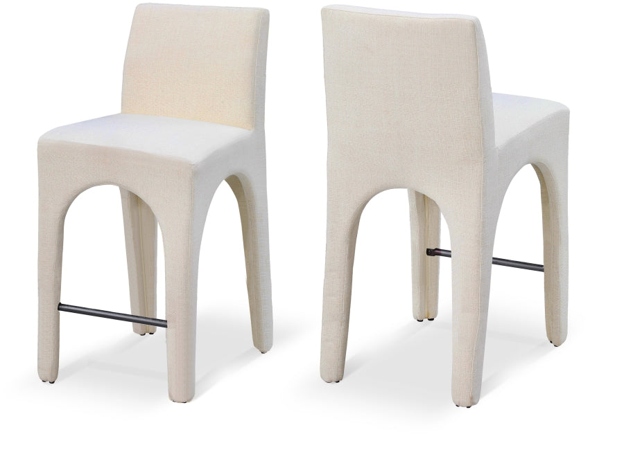 Gramercy Linen Textured Fabric Upholstered Bar / Counter Stools — 754-C - Beige - 754Beige-C Double Chair