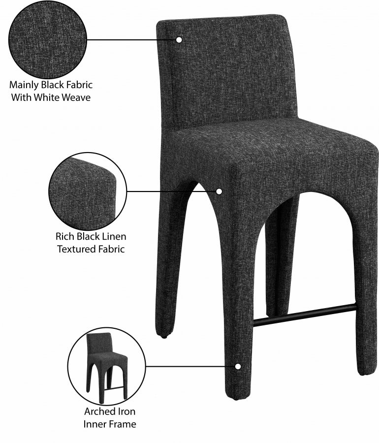 Gramercy Linen Textured Fabric Upholstered Bar / Counter Stools — 754-C - Black - 754Black-C Infographic