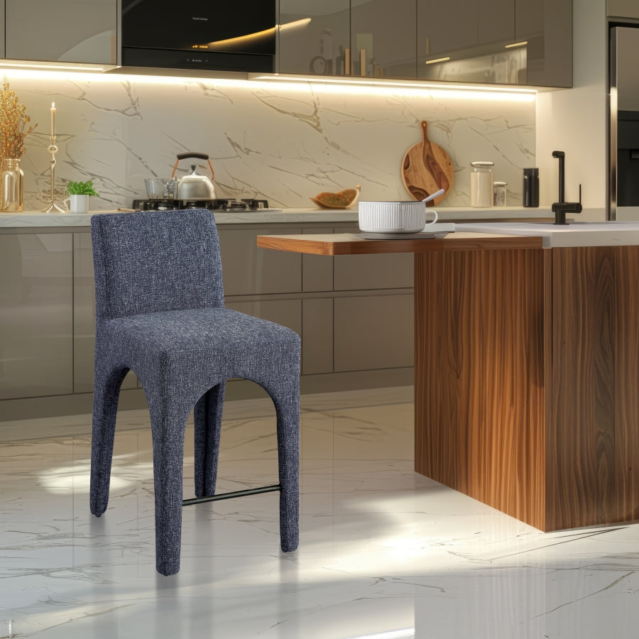 Gramercy Linen Textured Fabric Upholstered Bar / Counter Stools — 754-C - Blue - 754Blue-C alternate view 1