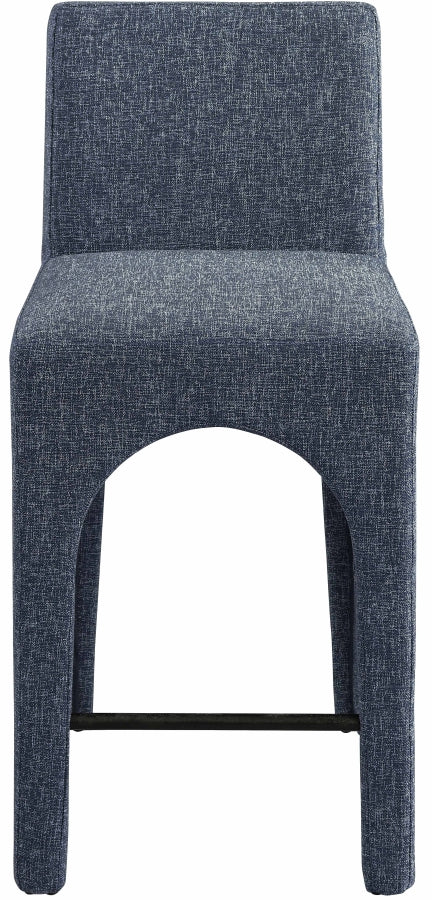 Gramercy Linen Textured Fabric Upholstered Bar / Counter Stools — 754-C - Blue - 754Blue-C alternate view 3