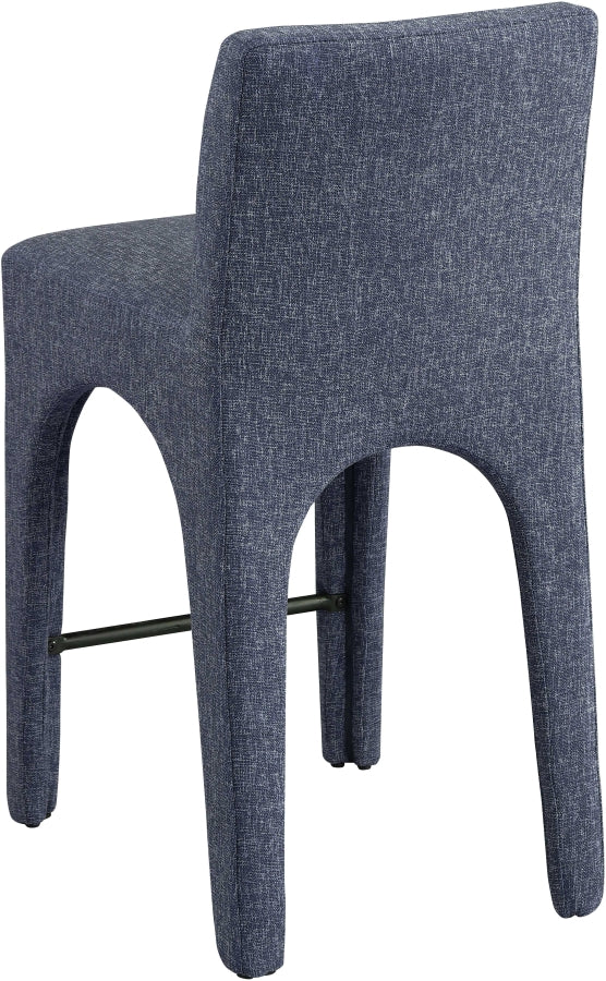 Gramercy Linen Textured Fabric Upholstered Bar / Counter Stools — 754-C - Blue - 754Blue-C alternate view 5