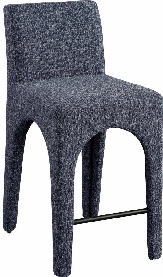 Gramercy Linen Textured Fabric Upholstered Bar / Counter Stools — 754-C - Blue - 754Blue-C