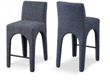 Gramercy Linen Textured Fabric Upholstered Bar / Counter Stools — 754-C - Blue - 754Blue-C Double Chair