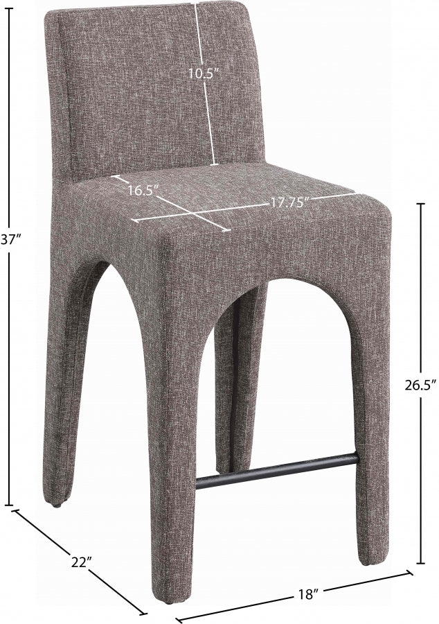 Gramercy Linen Textured Fabric Upholstered Bar / Counter Stools — 754-C - Brown - 754Brown-C Dim
